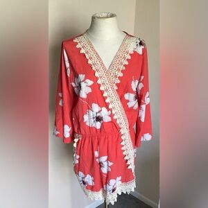 Design Lab Colorful Floral shorts jumper Sz L